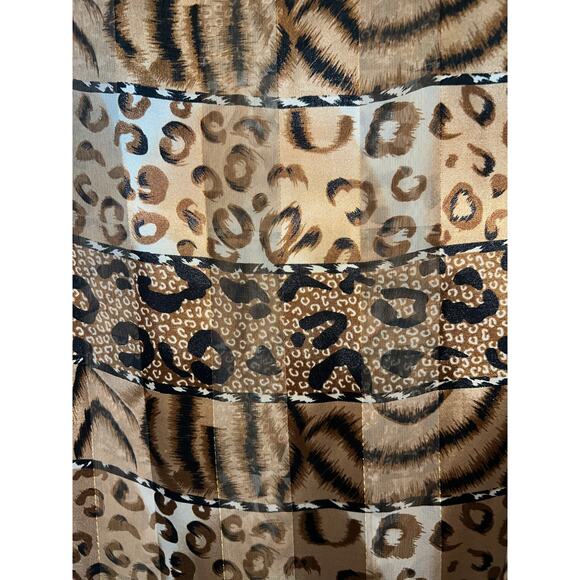 Leopard Scarf Womens One Size OS Satin Chiffon Animal Print Metallic Subtle Gold - Picture 4 of 4